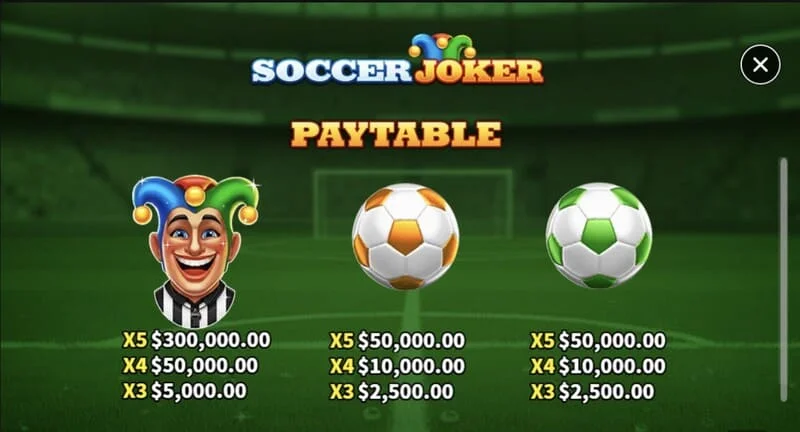 Soccer Joker - tabela isplata, prva stranica
